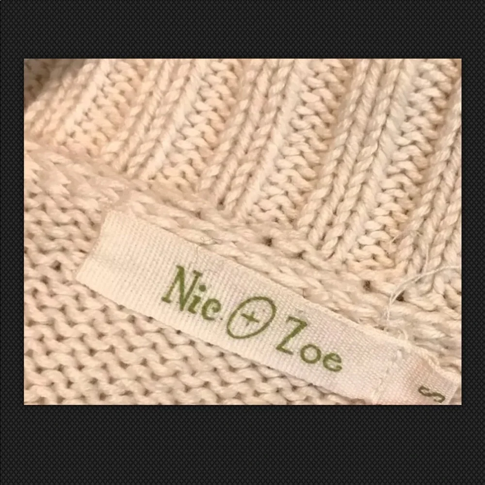 NIC + ZOE Sweater Ivory Patchwork Button Front Cardigan Career Casual Cotton
